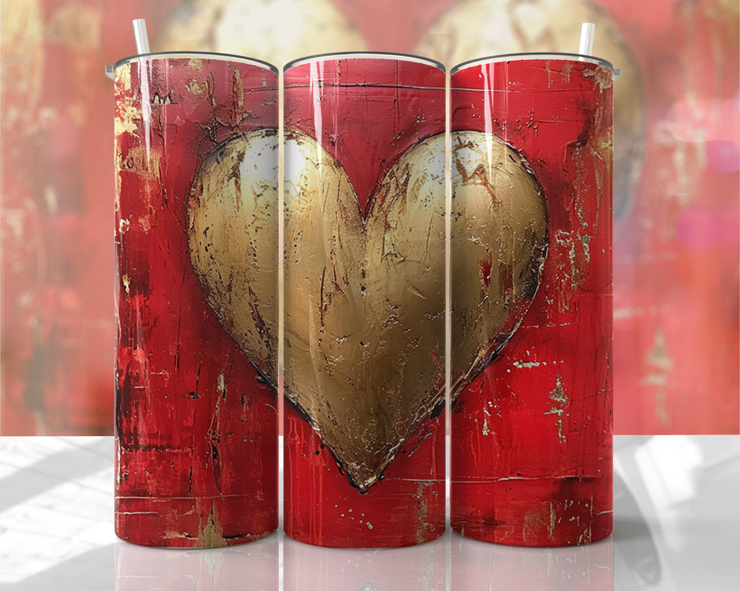 Red with one big gold heart Tumbler