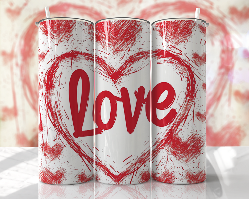 Graffiti Red and white heart with the word love, white background Tumbler