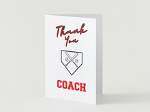 Load image into Gallery viewer, Baseball Coach Thank you Card
