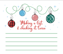 Load image into Gallery viewer, Colorful Ornament Making a list and checking it twice Christmas Notepad - 8.5x3.66in
