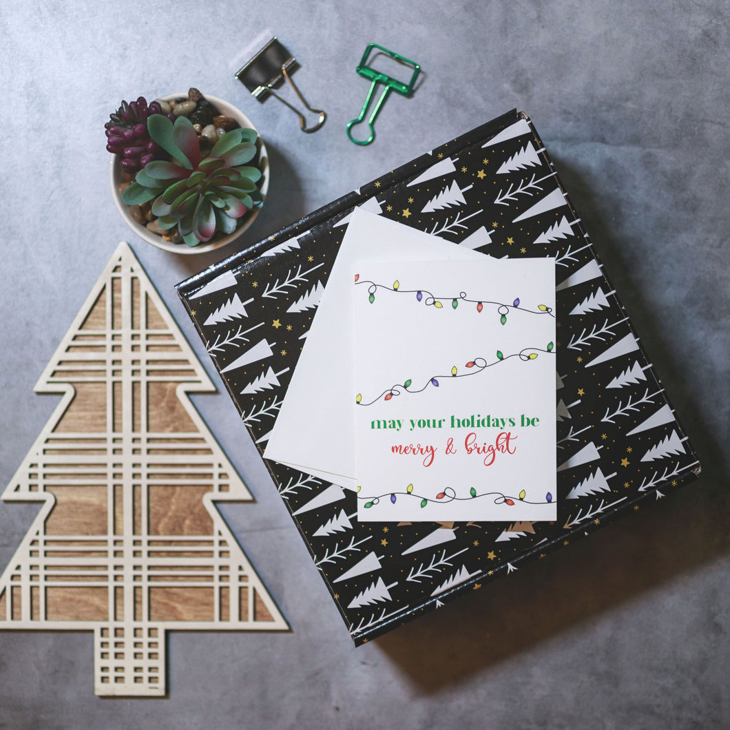 Christmas Lights Cards - May your holidays be merry & bright
