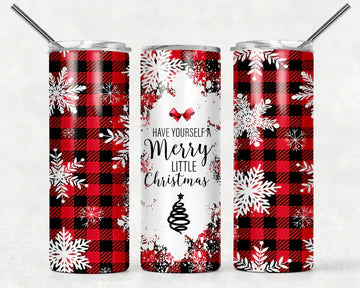 Have yourself a merry little Christmas red and black plaid Christmas Tumbler