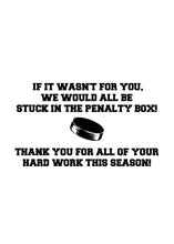 Load image into Gallery viewer, Hockey Team Manager Thank You Card
